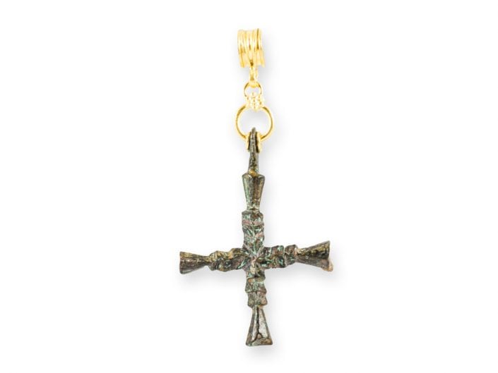 Ancient Roman Cross Charm with 21k Gold Pendant