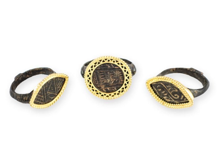 Ancient Roman Rings with 21k Gold Accents