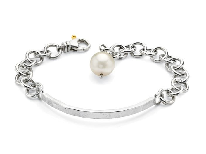 Freshwater Pearl on Handmade Sterling Silver ID Bracelet
Pearl on Handmade ID Bracelet