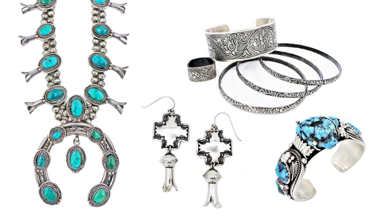 Southwest- New and vintage sterling silver jewelry featuring American turquoise from the Southwest.