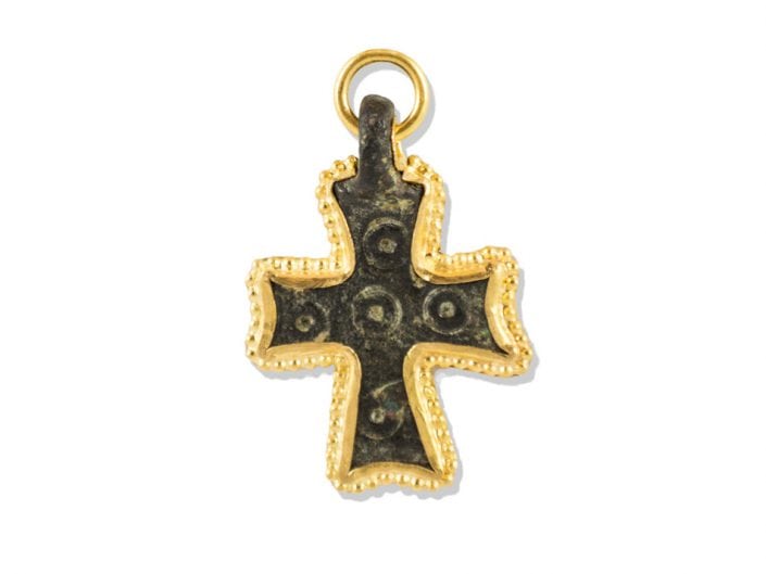 Ancient Roman Cross encased in 21k Gold Pendant
