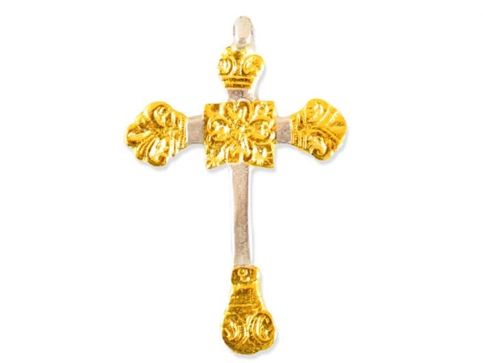 Reproduced Antique Cross in Sterling Silver and 22k Gold Overlay using Kum-Boo technique